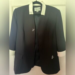 John Meyer Skirt Suit. Navy, Dragonfly Rhinestones, Size 12